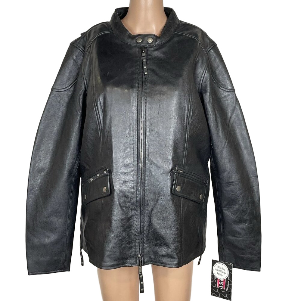 First MFG Co. Jewel Women's Motorcycle Leather Jacket • Size XXL • Black